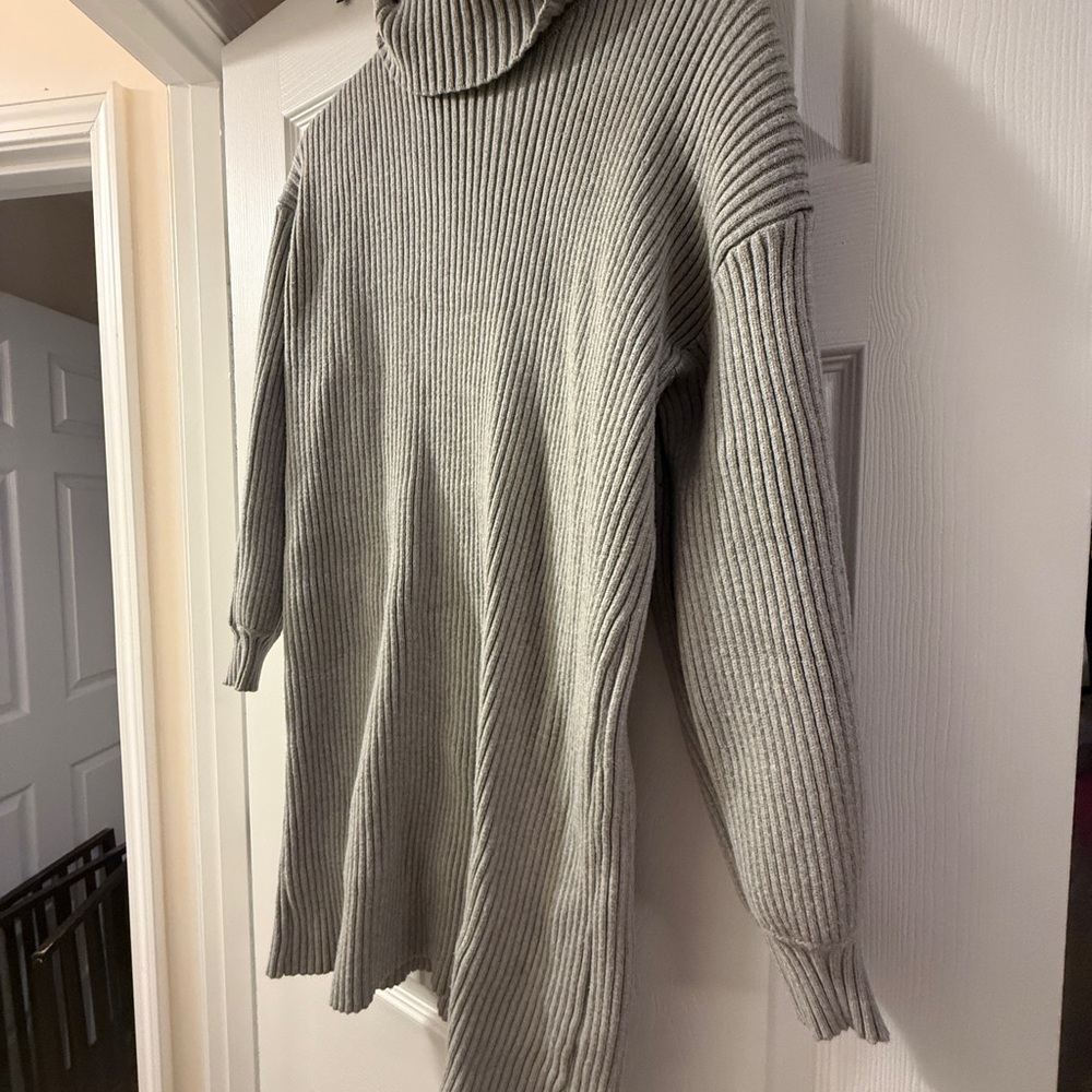 Baltic Born Cozy Gray Ribbed Turtleneck Sweater Dress